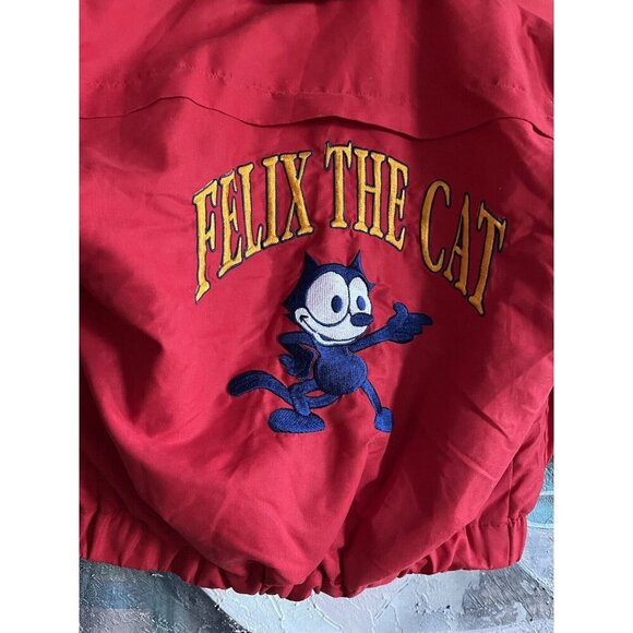 Vintage 1993 Felix The Cat Kids Red Windbreaker jacket Size 8 - Picture 7 of 9
